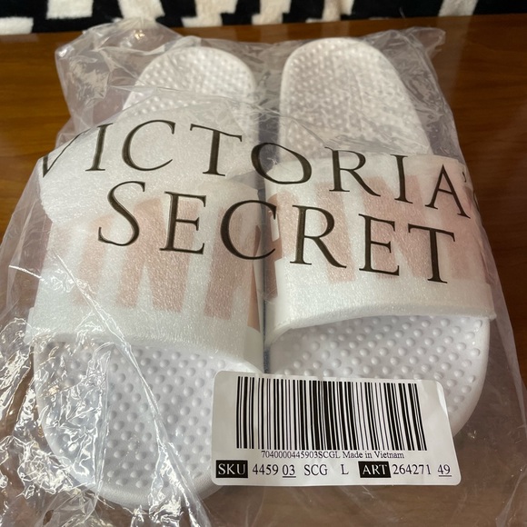 Victoria’s Secret PINK Glitter Rose Gold Logo Slide Sandals NEW VS PINK - Picture 5 of 7